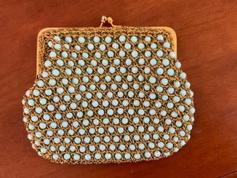 Vintage Delill Turquoise Beaded Evening Bag