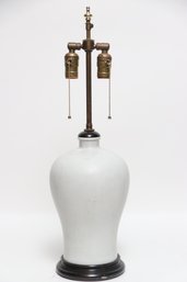 Mid Century Glazed Ceramic White Lamp