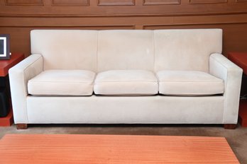 Custom Upholstered Suede Three Seat Sofa