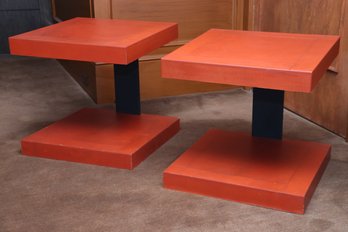 Mid Century Cantilever End Tables In The Style Of Tommi Parzinger
