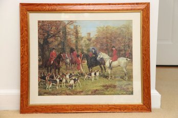 The Meet By Heywood Hardy Framed Oil Painting Print On Canvas In Antiqued Gold Frame.