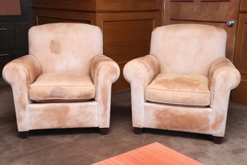 Custom Distressed Brown Leather Club Chairs