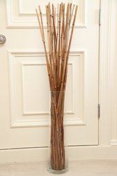 River Cane Tall Bamboo  In  Stunning Glass Floor Vase