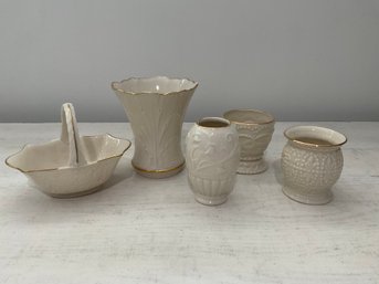 Lenox Vase,  Basket And Votives