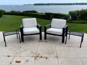 Brown Jordan Arm Chairs With Side Tables