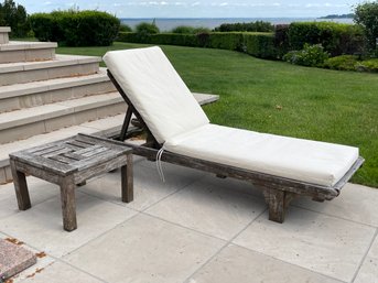 Weathered Teak Lounge Chair With Side Table