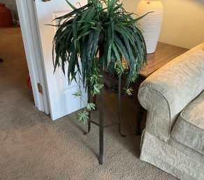 Metal Plant Stand With Faux Fern Plant