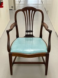 Set Of 6 Dining Chairs With Turquoise Seats