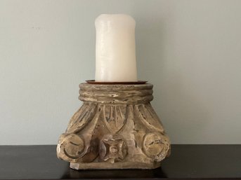Wood Carved Candle Holder