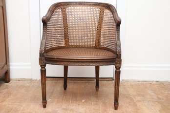 1930s Barrel Back Louix XVI Style Cane Chair