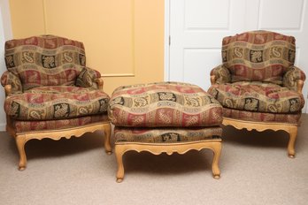 Pair Of J. Robert Scott Arm Chairs With Ottoman