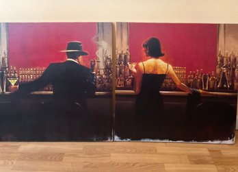 Man And Lady Bar 2 Stretched Canvas Wall Art