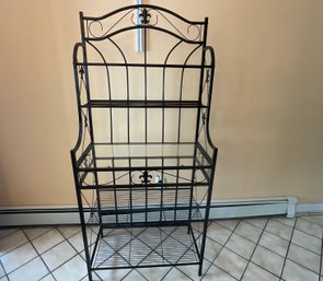 Metal Bakers Rack With Fleur De Lis Accents