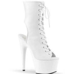 Pleaser White Faux Leather Lace Up Platform Boot Size 10