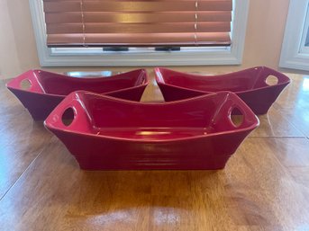 Four Red Casserole Dishes