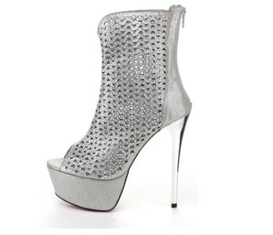 Ellie Sonia Mesh Silver Sparkle Platform Boot Size 9 New In Box