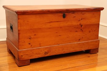 19th Century Cherry Wood Cedar Lined Chest With Key