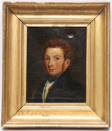 Continental School 19th Century Portrait Of A Young Man Oil On Canvas