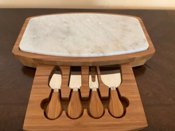 Marble Cheese Board With Knives