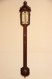 19th Century Carved Mahogany Stick Barometer