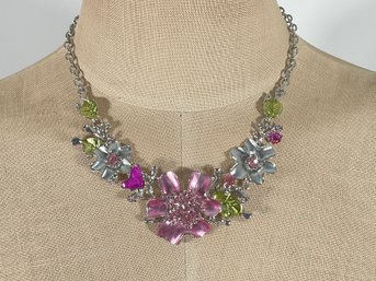 Multicolor Floral Metal Necklace