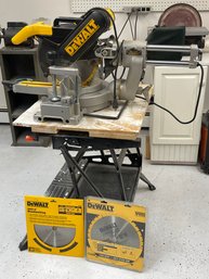 DeWalt Radial Arm Saw With Additional Blades And Base Table