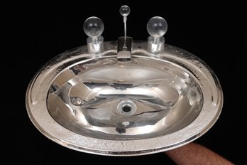 Chrome Oval Sink With Lucite Ball Handles