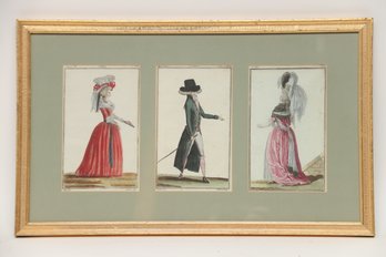 French Fashion Engravings In Gold Frame