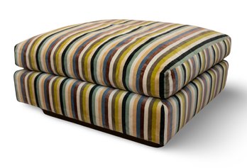 Variegated Stripped Custom Covered Large Ottoman