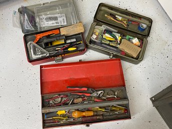 3 Small Tool Boxes With Contents