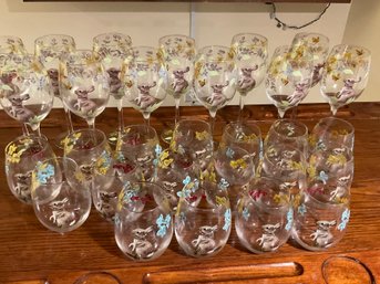 Easter Bunny And Flowers Painted Wine Glasses