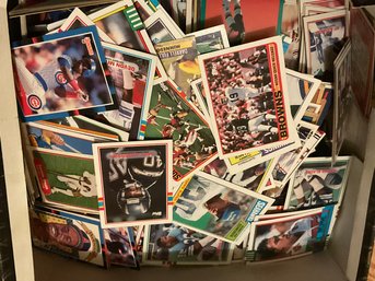 Box Full Of Football, Baseball And Basketball Cards