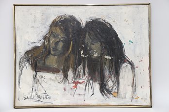 Edith Bluttal Two Girls Paint On Canvas
