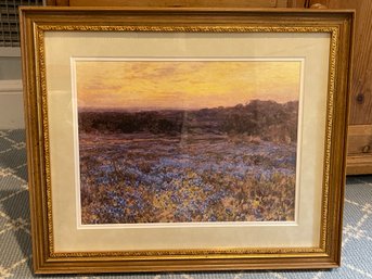 Julian (Robert Julian) Onderdonk (1882 - 1922) Blue Bonnet Field At Sunset Framed Print