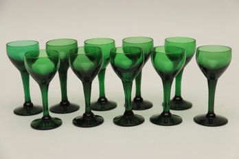 Mid Century Emerald Green Wine Glasses