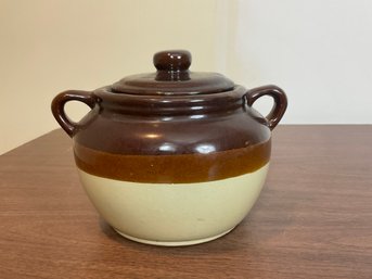 Stoneware Crock With Lid With Dual Handles