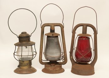 Collection Of Old Dietz Railroad Oil Lanterns