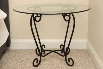 Wrought Iron End Table With Glass Top