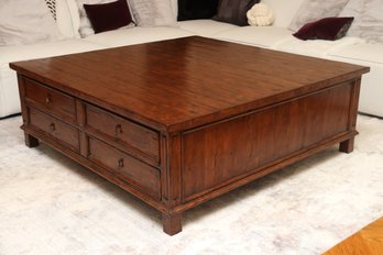 Custom Solid Wood Coffee Table With Double Sided Storage