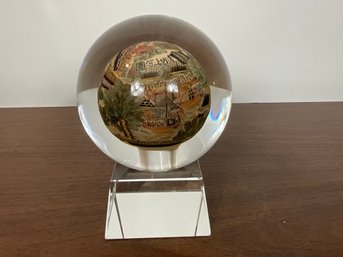 Chinese Glass Globe Paperweight On Stand