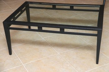 Wrought Iron Rectangular Coffee Table With Glass Top