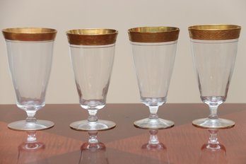 Set Of 4 Rambling Rose Gold Trim Water Glasses