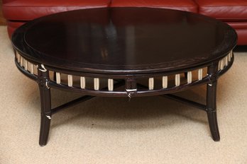 Round Open Frame Wooden Coffee Table