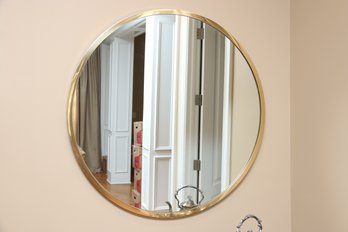 Large Round Brass Frame Wall Mirror