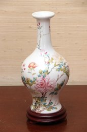 Japanese Lenox Vase On Wooden Base