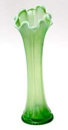 Green Opalescent Glass Vase