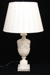 Large Marble Urn Lamp With Silk Shade