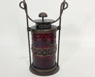 Mosaic Glass And Metal Candle Holder