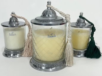 Trio Of Badash Crystal Covered Jars With Candles