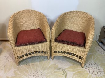Pair Of Wicker Chairs With Cushions